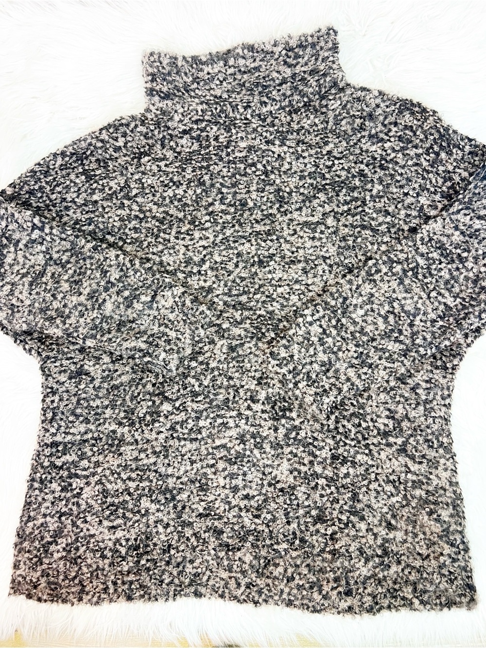 FREE PEOPLE SHE’S ALL THAT BROWN BLACK MOCK NECK ALPACA SWEATER WOMENS SMALL